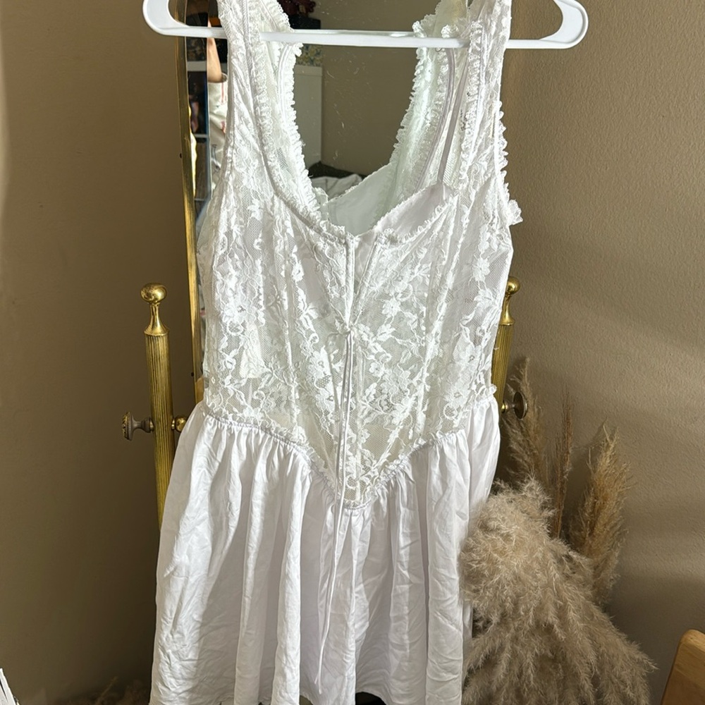 For love & lemons white lace dress with built in bra